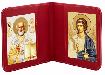 Saint Nicholas & Guardian Angel, Traveling Icon Diptych