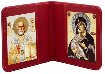 Virgin of Vladimir & St. Nicholas, Traveling Icon Diptych