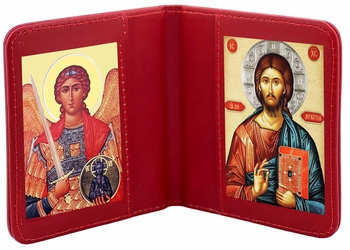 Archangel Michael & Christ The Teacher, Traveling Icon Diptych