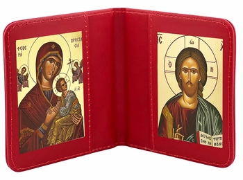 Virgin Mary Perpetual Help & Christ The Teacher, Traveling Icon Diptych