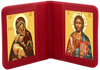 Virgin of Vladimir & Christ The Teacher, Traveling Icon Diptych