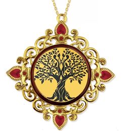 Tree of Life, Jeweled Round Framed Icon with Chain