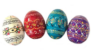 Ukrainian Pysanky Mini Wooden Egg, Set of 4 pcs, Hand Painted
