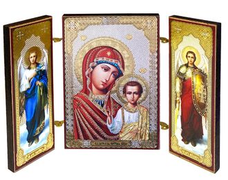 Virgin of Kazan / Archangels Michael and Gabriel, Mini Triptych