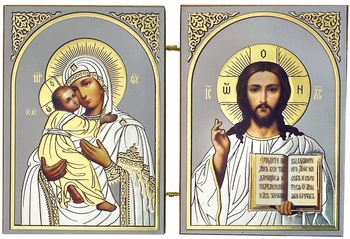 Christ The Teacher / Virgin of Vladimir, Orthodox Mini Diptych