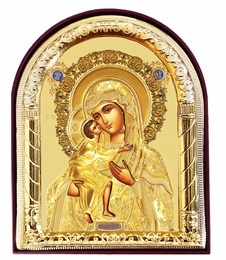 Virgin Mary Feodorovskaya, Arched Orthodox Icon with Stand