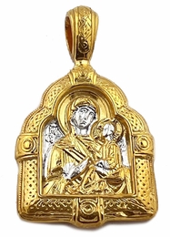 Virgin Mary Hodegetria (Pointing the Way) Sterling Silver, Gold Plated  Pendant