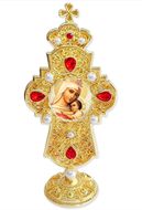 Virgin Mary of Hope, Jeweled Standing Cross, 7 Inch