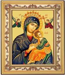 Virgin Mary Perpetual Help, Framed Orthodox Icon with Stand