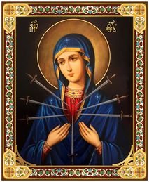 Virgin Mary "The Softener of Evil Hearts", Gold Foil Wooden Orthodox Mini Icon