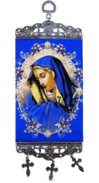 Virgin Mary of Sorrows, Tapestry Icon Banner, ~10" H