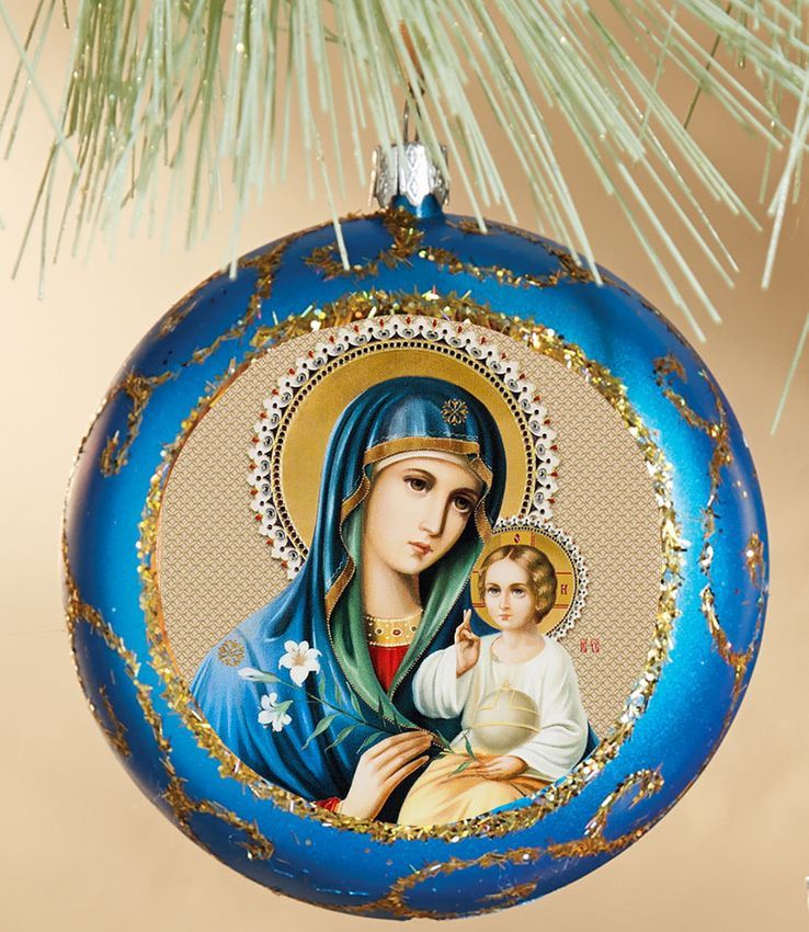 thumbnail image 2 of Byzantine Icon Virgin Mary Of Perpetual Help – Religious Christmas Tree Ornament, Resin, 4.5 Inch (Handmade Style Gift) 2 of 4