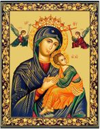 Virgin Mary Perpetual Help, Orthodox Gold Foil Mini Icon