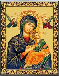 Virgin Mary Perpetual Help, Orthodox Gold Foil Mini Icon