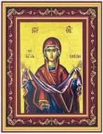 Protection (Pokrov) of the Virgin Mary, Framed Byzantine Greek Icon