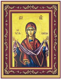 Protection (Pokrov) of the Virgin Mary, Framed Byzantine Greek Icon