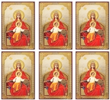 Virgin Mary "Reigning", Set of 6 Gold Foiled Prayer Cards