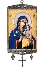Virgin Mary The Eternal Bloom, Tapestry Icon Banner, 18"