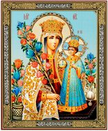 Virgin Mary Unfading Bloom, Gold Foil Orthodox Mini Icon
