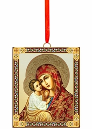 Virgin Mary and Christ Child, 2 Sided Wooden Icon Ornament
