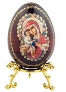 Virgin Mary Zhirovitskaya, Wooden Icon Egg with Stand