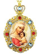 Virgin of Hope, Jeweled  Icon Pendant with Chain