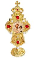 Virgin of Jerusalem, Jeweled Standing Cross, 7 Inch