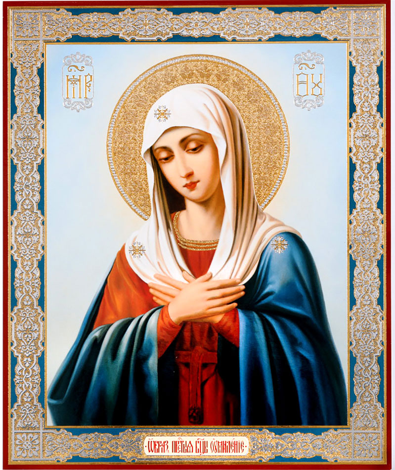 Virgin Mary of Tenderness, Set of 6 Gold Foiled Laminated Cards at