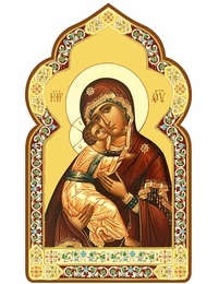 Virgin of Vladimir, Dome Shape Orthodox Icon with Stand