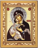 Virgin of Vladimir, Orthodox Icon in Frame 