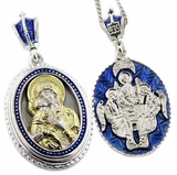 Virgin of Vladimir / Holy Trinity, Sterling Silver, Gold Plated Pendant 