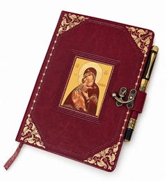 Virgin of Vladimir Icon Journal with Pen, Christian Religious Gift
