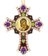 Virgin of Vladimir Icon in Jeweled Wall Cross