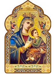 Virgin Mary Perpetual Help, Dome Shape Orthodox Icon with Stand