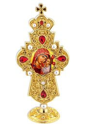 Virgin Mary The Healer, Jeweled Standing Cross, 7 Inch