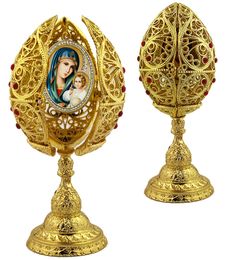 Virgin Mary Eternal Bloom, Filigree Style Icon Egg, 6" Tall