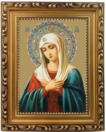 Virgin Mary Extreme Humility, Wooden Frame Orthodox Icon with Stand 