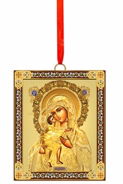 Virgin Mary Feodorovskaya, 2 Sided Wooden Icon Ornament