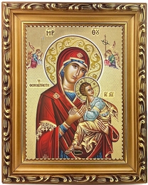 Virgin Mary of Passion, Framed Gold Foil Byzantine Orthodox Icon