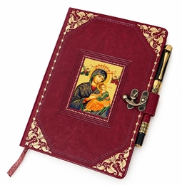 Virgin Mary Perpetual Help, Journal with Pen, Christian Religious Gift