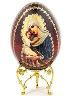 Virgin Mary "Seeker of the Perished", Wooden  Icon Egg with Stand