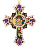 Virgin Mary Sweet Kissing Icon in Jeweled Wall Cross