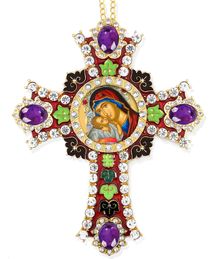 Virgin Mary Sweet Kissing Icon in Jeweled Wall Cross