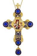 Virgin Mary Unfading Bloom Icon in Byzantine Styled Cross Ornament