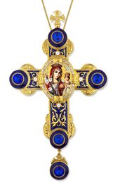 Virgin Mary Unfading Bloom Icon in Byzantine Styled Cross Ornament
