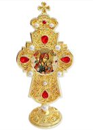 Virgin Mary The Unfading Blossom, Jeweled Standing Cross, 7 Inch