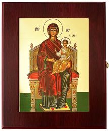 Virgin Mary Enthroned, Wall Hanging Sacred Framed Icon Box