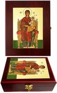 Virgin Mary Enthroned, Wall Hanging Sacred Framed Icon Box