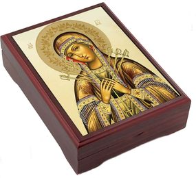 Virgin Mary of Sorrows, Wooden Icon Keepsake Box