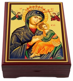 Virgin Mary Perpetual Help, Wooden Icon Keepsake Box